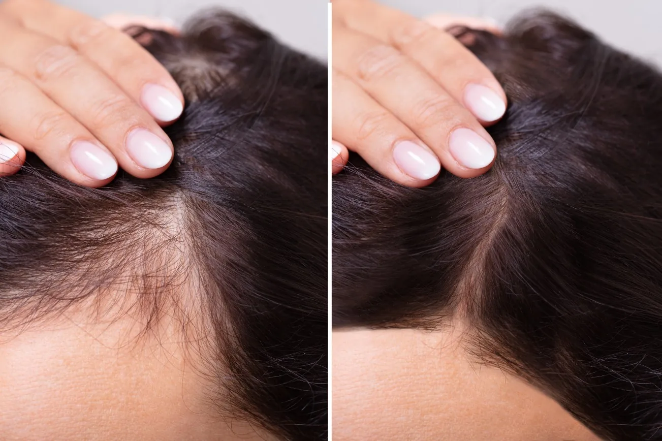 Density treatment before and after — female client